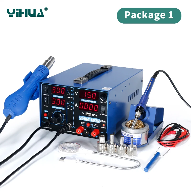 YIHUA 853D 3A 4 LED with USB 3in1 mobile phone repair DC power suipply soldering rework station