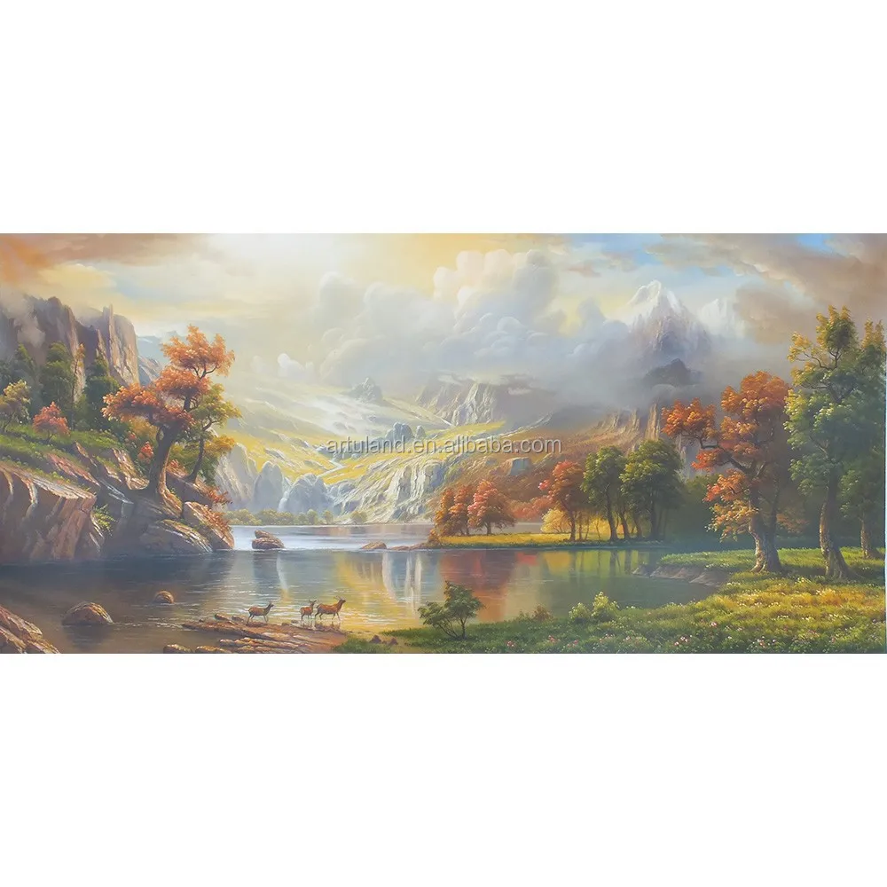 2015Chinese beautiful mountains-and-waters scenery oil painting for Wall Art