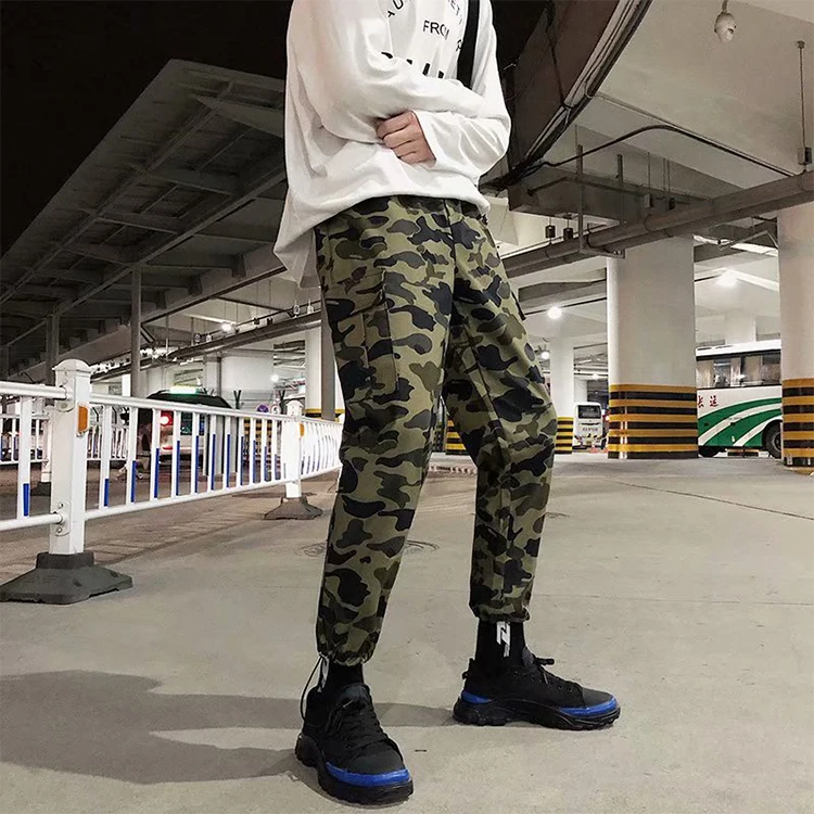 Rainbow Spray Wholesale Hip Hop Reflective Panel Camo Cargo Pants Mens