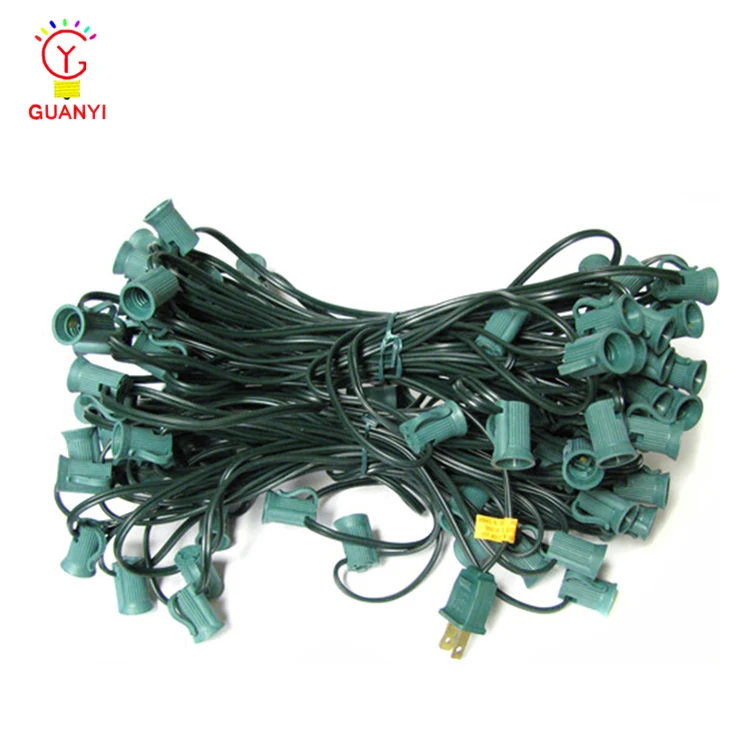 PEULED C9 Christmas Stringer Green Wire Intermediate Base E17 Commercial Grade Christmas Stringer for USA marketing