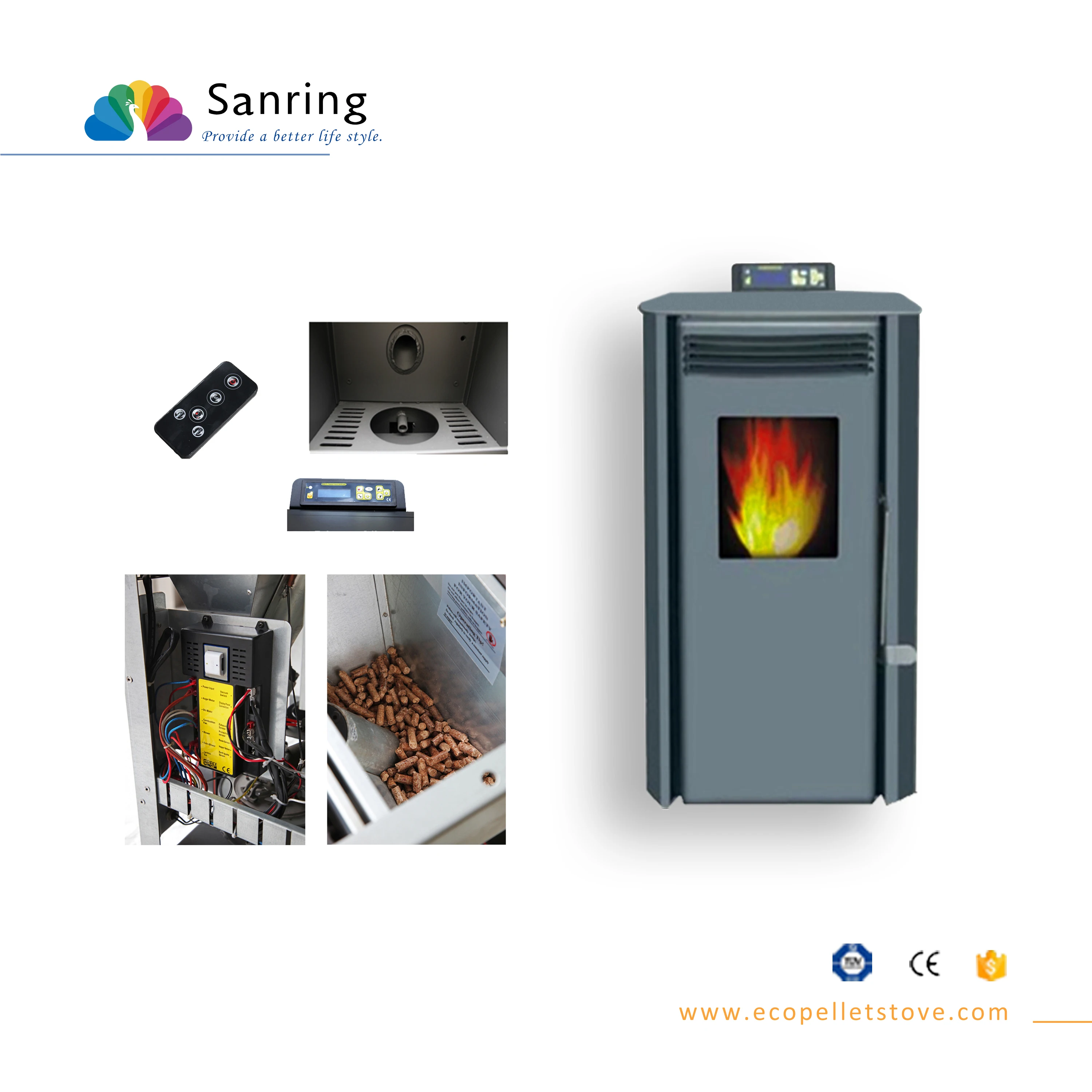 4KW freestanding wood burning small room pellet stoves for room heating and camping fire