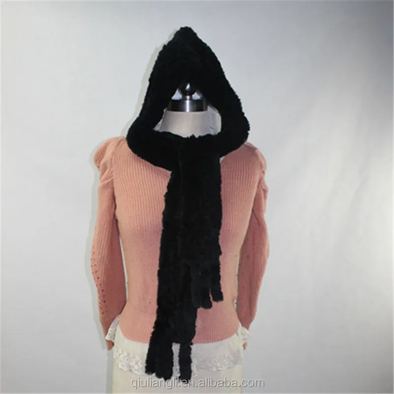 2017 New Design Thick Genuine Rex Rabbit Fur Hat Real Fur Scarf
