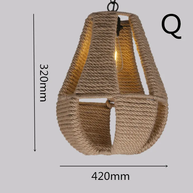 Vintage Industrial style different shape of hemp rope pendant chandelier lamp