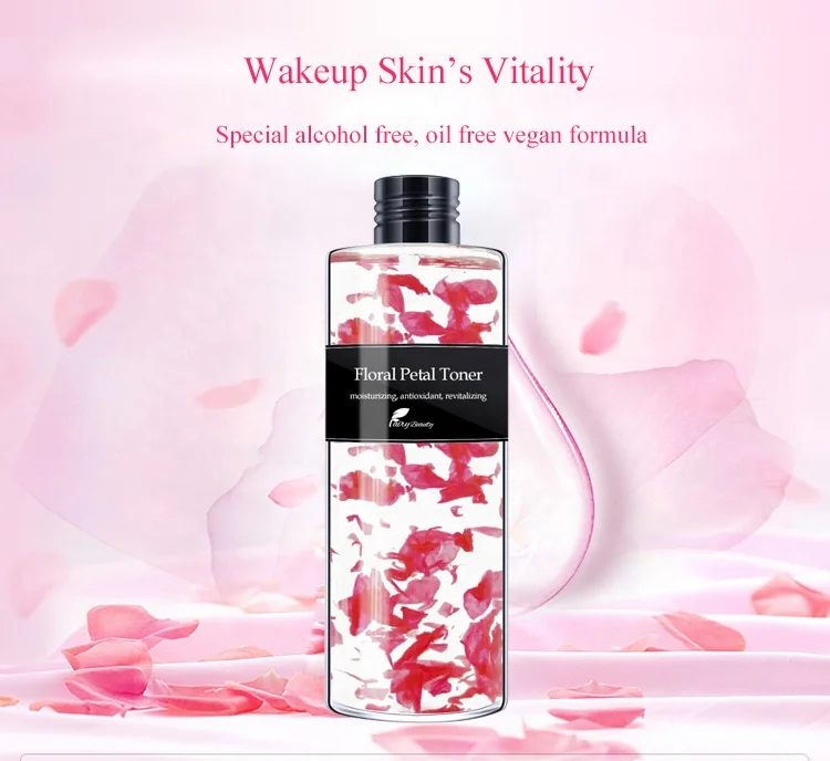 OEM good quality alcohol free vegan rose water flower petal moisturizing halal skin toner