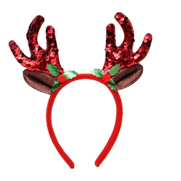 Christmas Deer Antler Horn Flashing Sequin Christmas Reindeer Antler Headbands