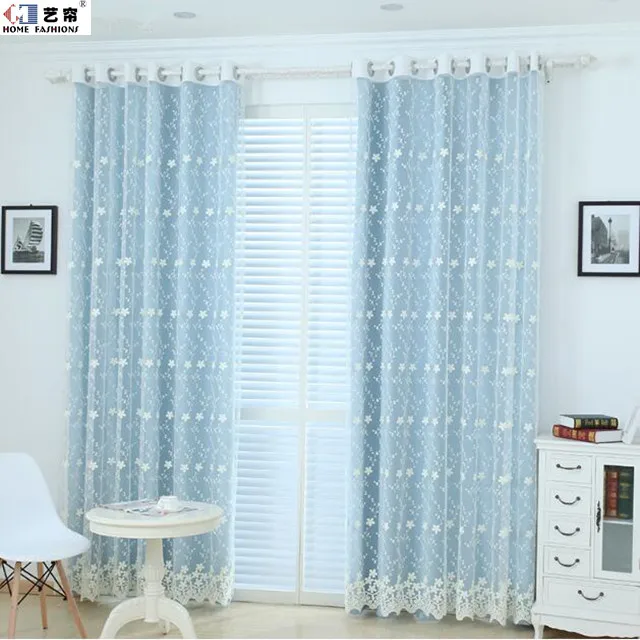 Window Curtains and Transparent Natural Sheer Embroidered Flower Newest Arrival Lace 100% Polyester French Window Grommet Modern