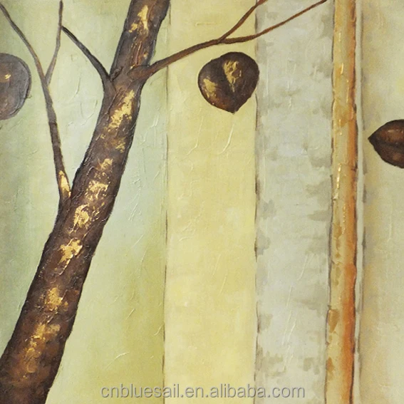 Popular modern tree handmade oil painting decoration plant on canvas 3 panel canvas wall art