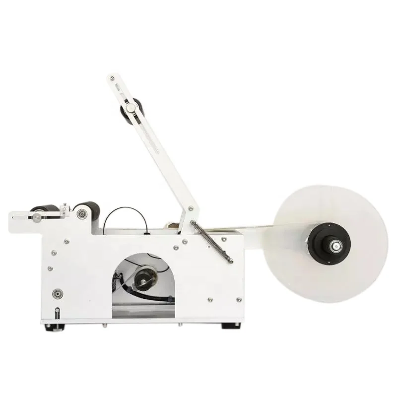 Round Glass Plastic Bottle Small Semi Automatic Labeler Sticker Labeling Machine