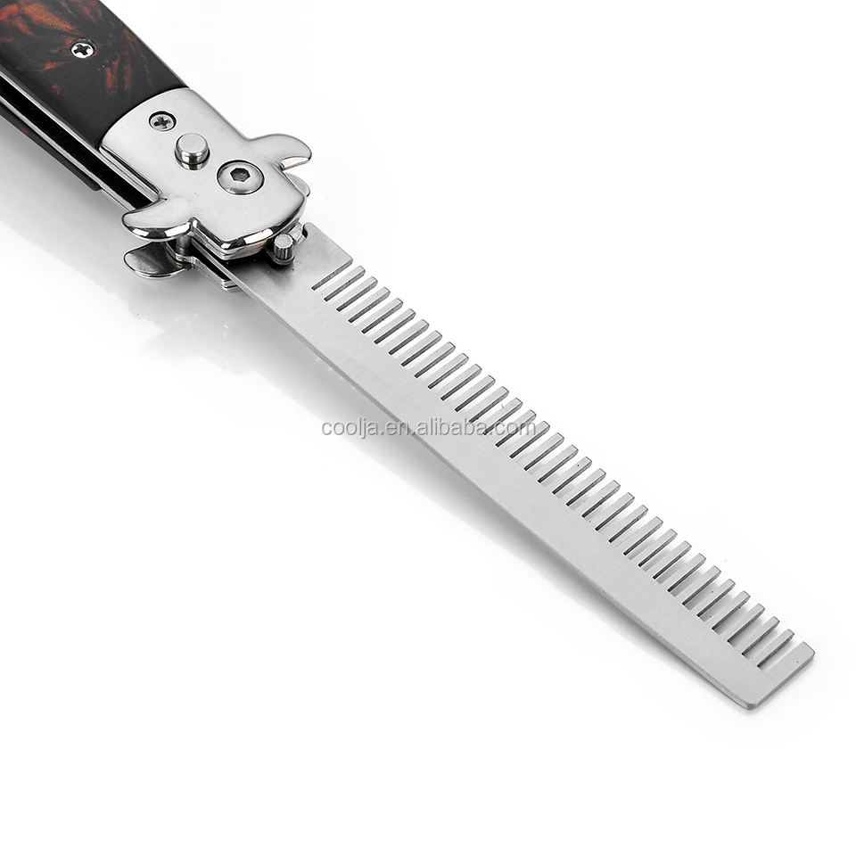 Автоматические гребни из нержавеющей стали, 1 шт., складные ножи, кисти, триммер для волос, расческа, щетка, аксессуары, мужской карманный нож-бабочка, расческа