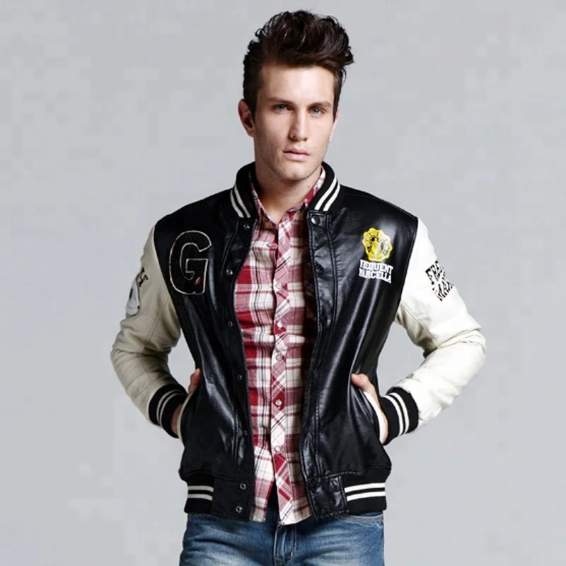  Куртка Varsity с кожаным рукавом спортивная бейсбольная куртка Мужская Letterman оптовая продажа нашивка