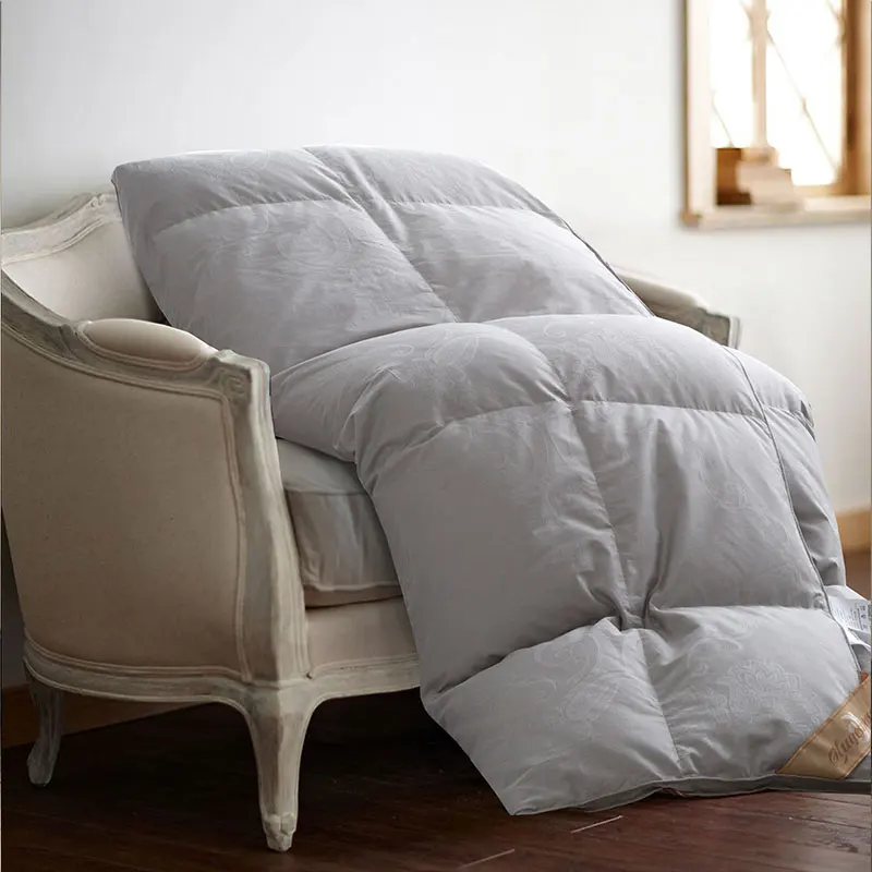 All-Season Hypoallergenic 100% Cotton Quilted Luxurious California King Size Lightweight  jacquardGoose Down Comforter Duvet