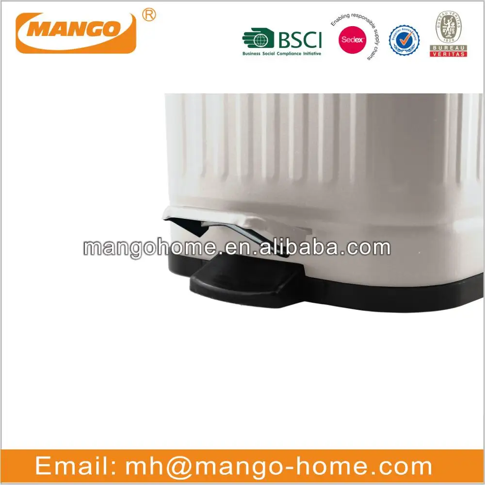 Square Ribs Pattern Step Galvanized Steel Metal Trash Can