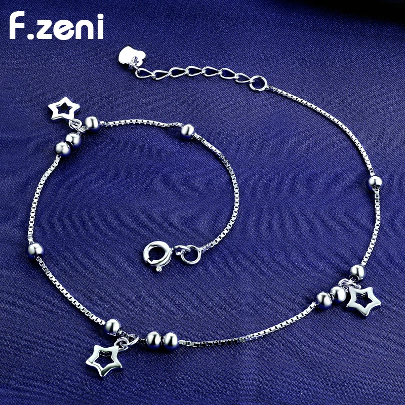 Adjustable Dainty 925 Sterling Silver Body Jewelry Round Beads Lucky Star Foot Chain Beach Anklet Custom