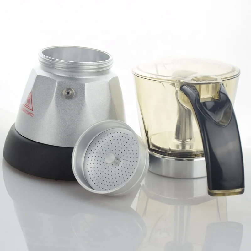 3 Cups 6 cups moka pot aluminum & acrylic & silver coffee pot coffee machine B10-300/900