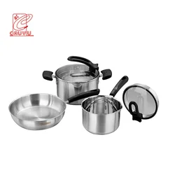 Household economic 5pcs stainless steel kitchenware industrial cooking cook ware cookware sets