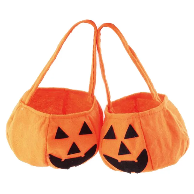 
cute non woven fabric pumpkin tote bag halloween candy bag 