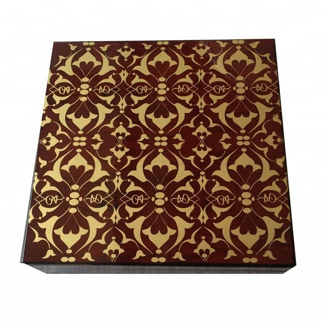 
UAE customer design lid print luxury wooden chocolate box 