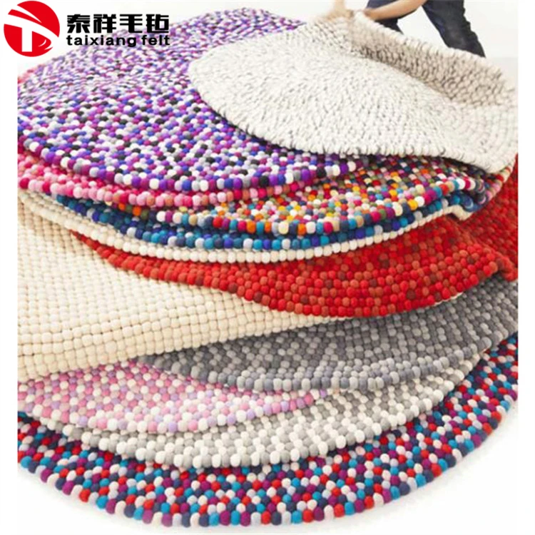 High Quality Nepal Handmade Rectangular Felt Ball Carpets & Rugs