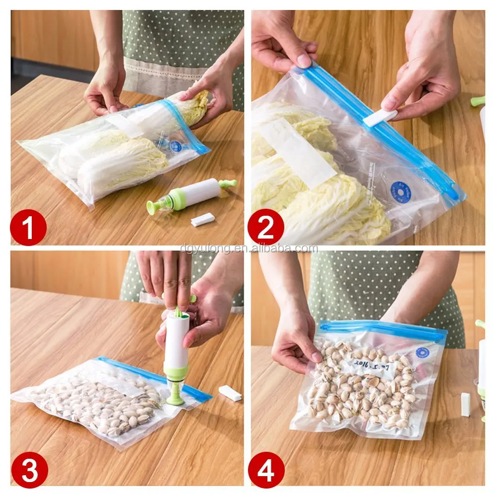 Sous Vide Bags Reusable Food Vacuum Sealed Bags with Hand Pump Vacuum Sealer Practical for Food Storage with BPA Free Food Saver
