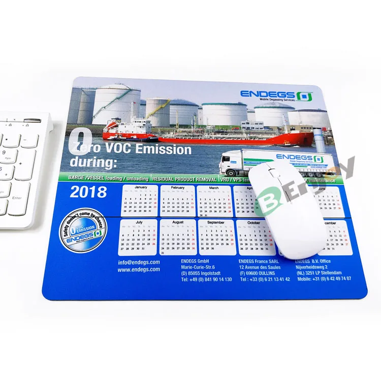 2018 High Quality Custom Calendar Rubber Promotional Mouse Pad