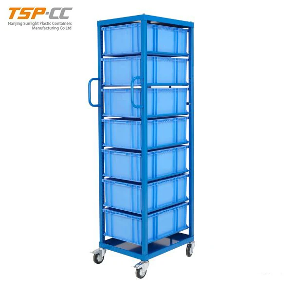 High quality reinforced ribs plastic stacking container storage crates