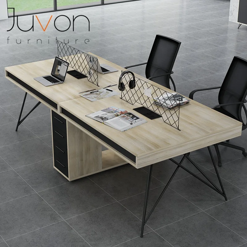 
4 people office desk with cabinet employee desk 