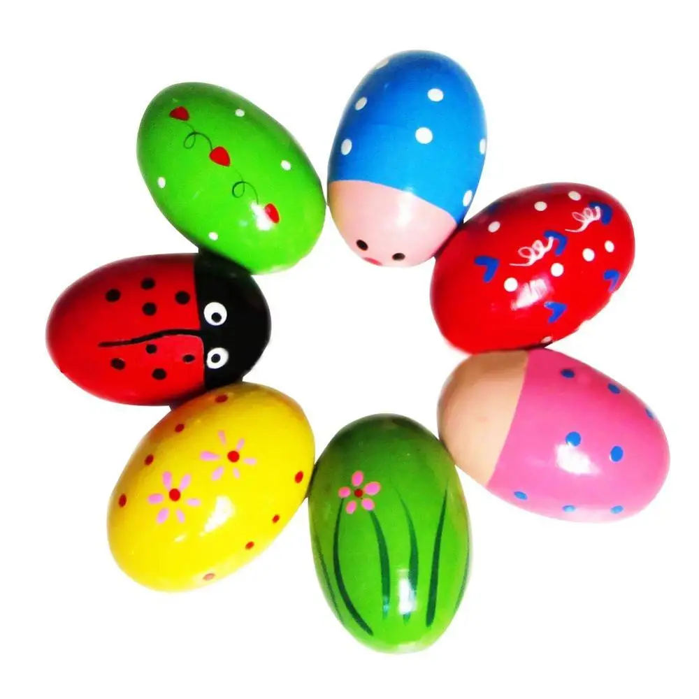 New Wooden Maraca Wood Rattles Egg Shaker Kids Musical Party Favor Kid Baby Shaker Sand Hammer Toy