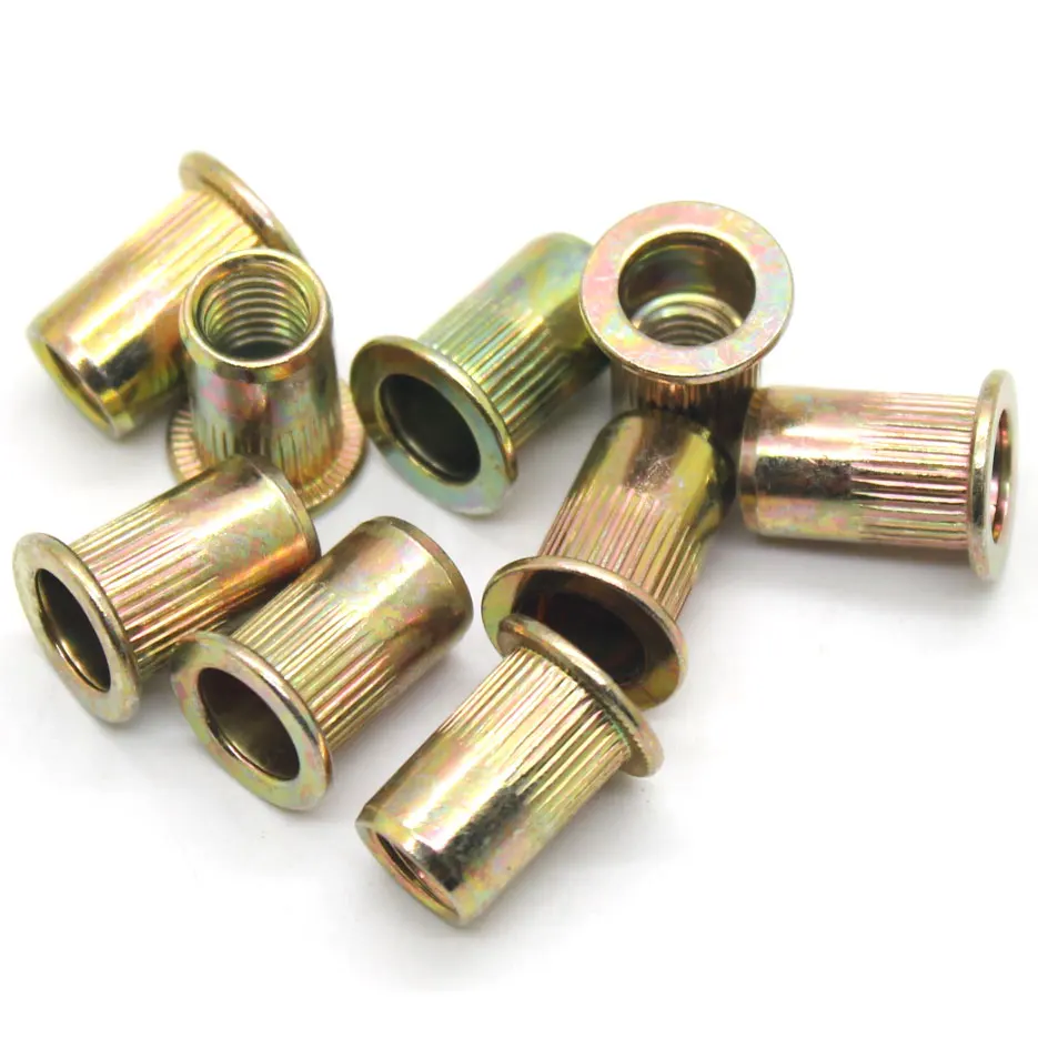 Stainless steel and carbon steel Internal thread m4 m6 flat head blind knurled rivet nut