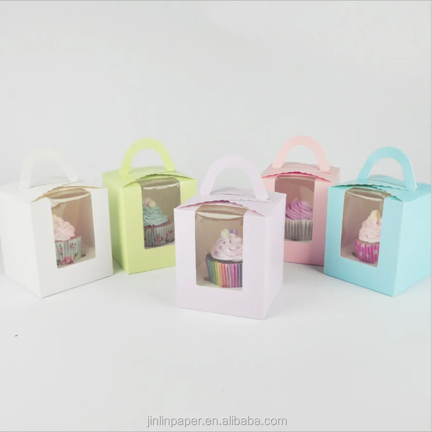 
Factory Cheap Paper Muffin Cake Box With Handle Single Divider 