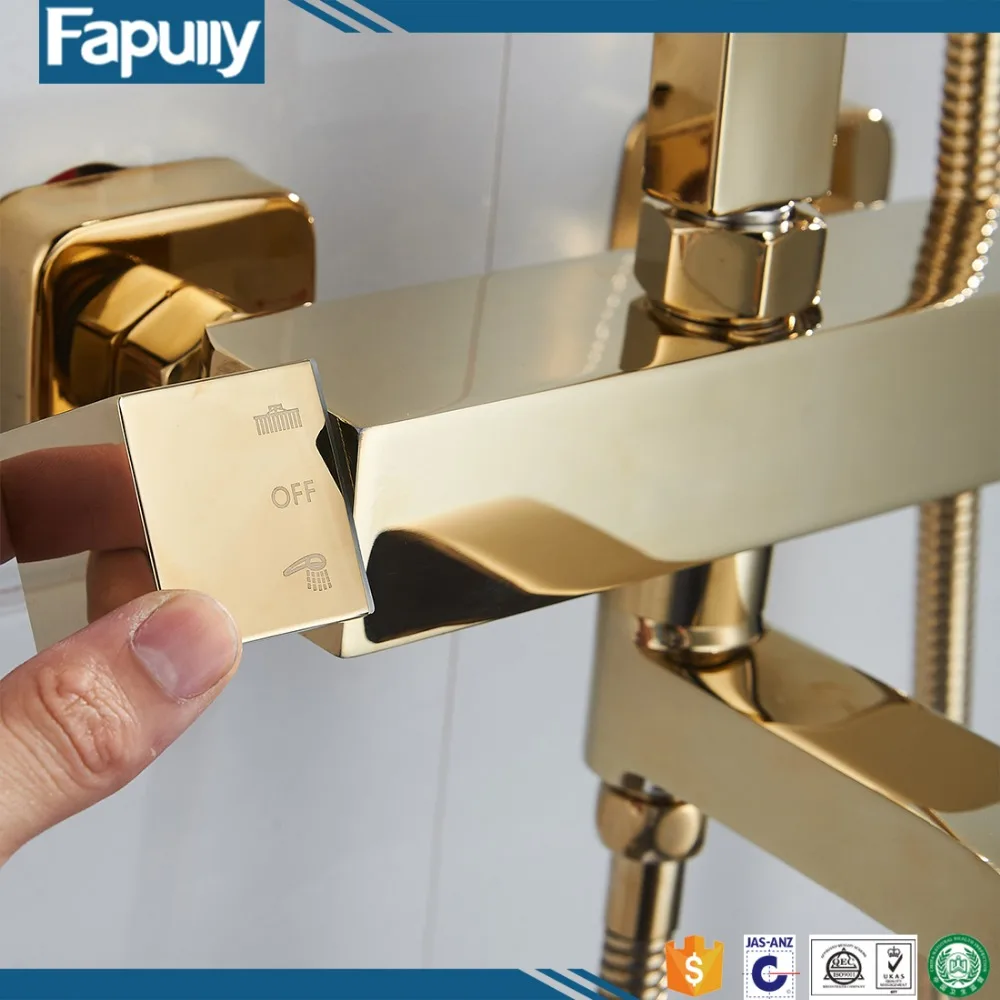 Fapully Brass Shower Body Valve Concealed Gold Bath Mixer Shower Faucet