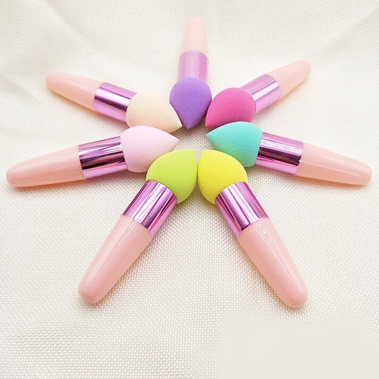 hottest SBR latex free Mini Beauty makeup Sponge with handle blender sponge stick