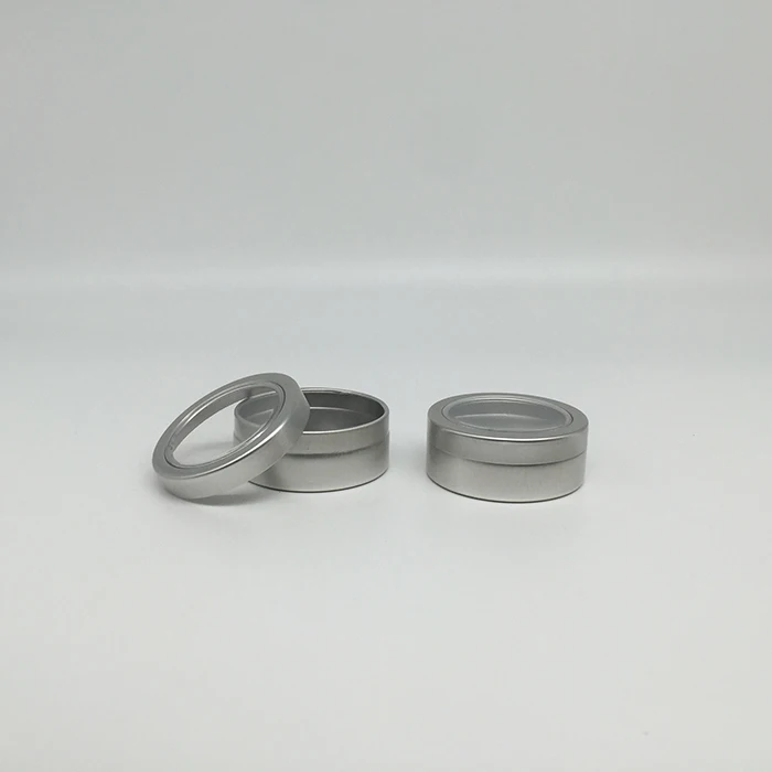 20g Aluminum Tin Box with Transparent Window, 20ml Round Tin Can with Clear Window and Slip Lid