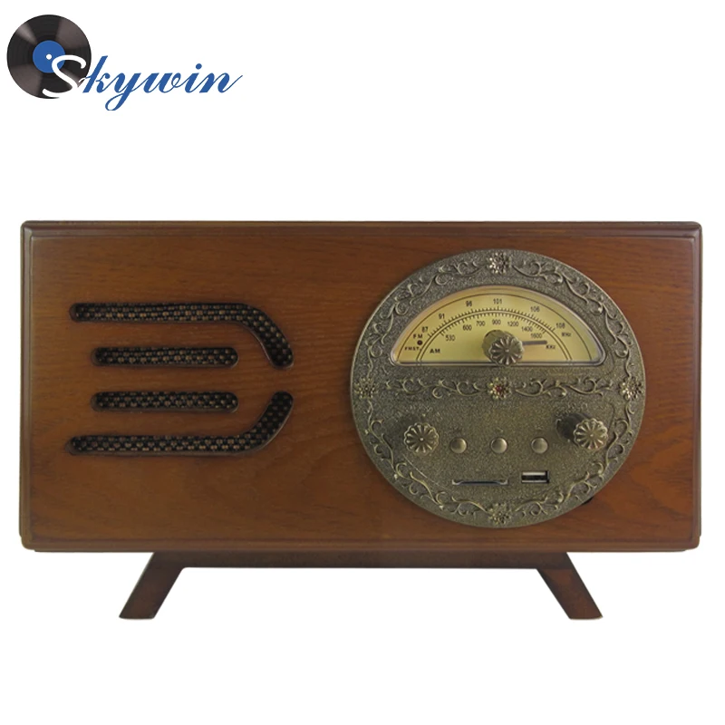 Antique Wooden Retro AM FM Radio with USB SD Slot