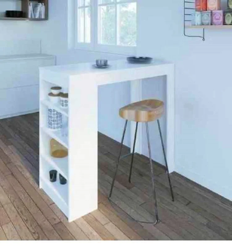 Pure White Color High Bar Table In Living Room