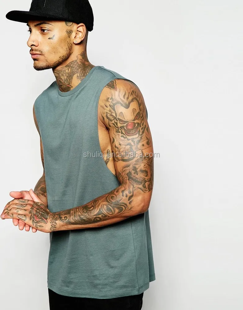 custom xxxl size men longline hip hop sleeveless t shirt digital printing t shirts