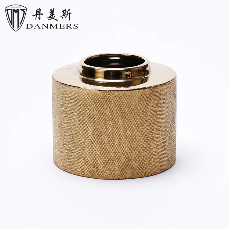 New product 4 pcs electroplate vases golden ceramic ornament vase for home decor