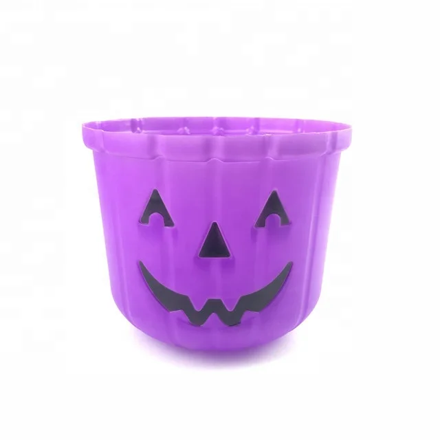 
Hot sale plastic halloween pumpkin candy bucket/pail/barrel 