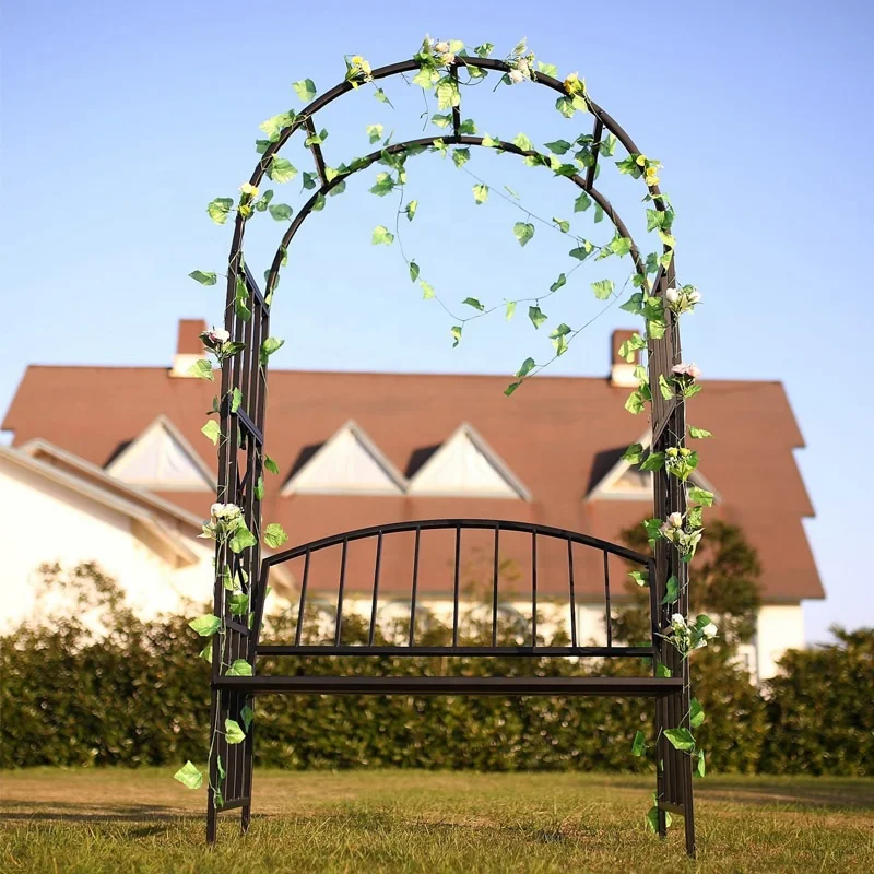 Садовый цветок, кованая железная Арка с сиденьем