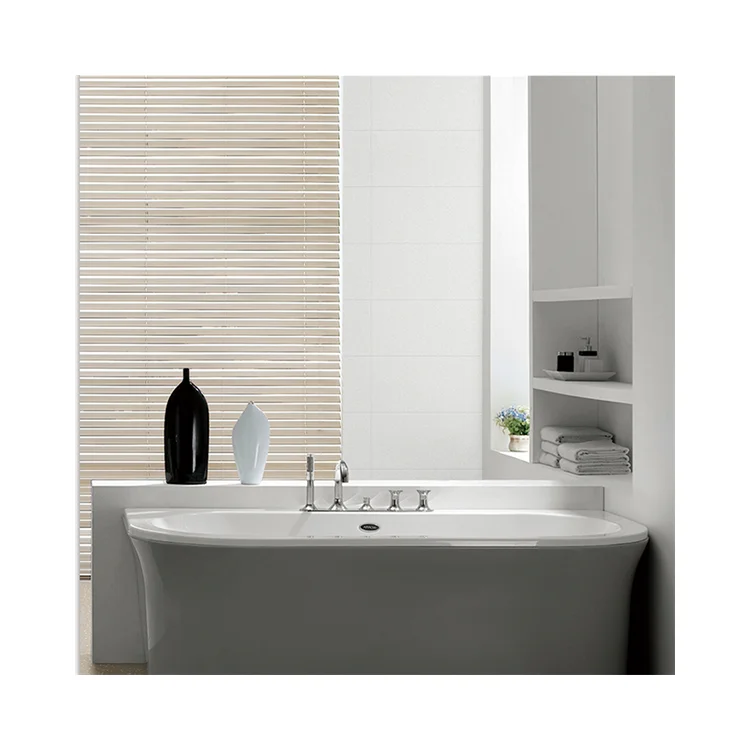 Interior bathroom wash basin mirror wall white ceramic tile 30x60