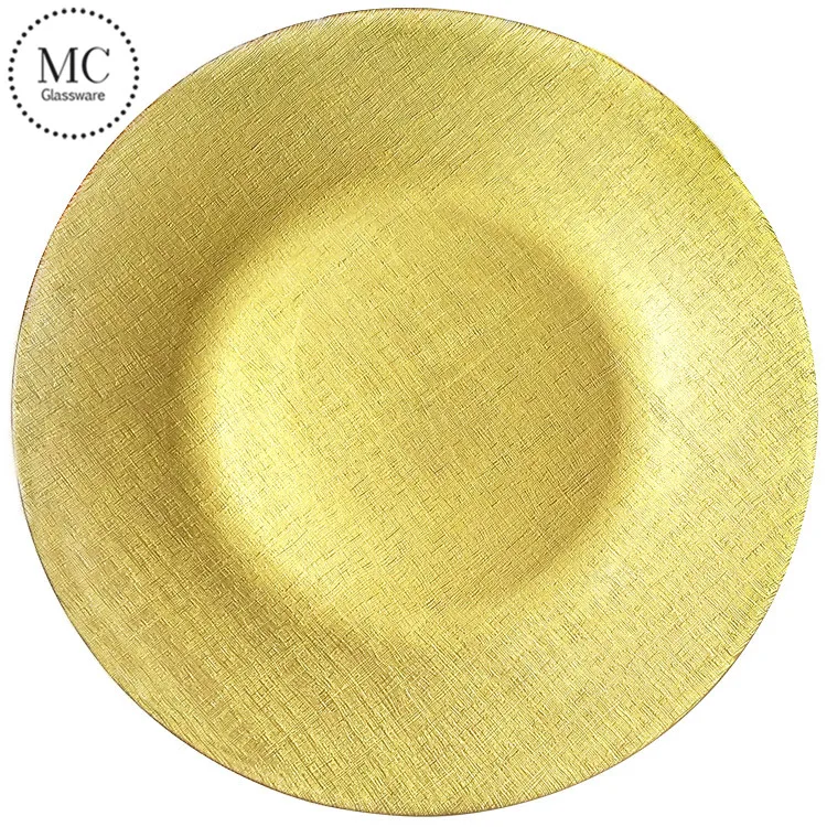 Silver plain wedding glass charger plates wholesale