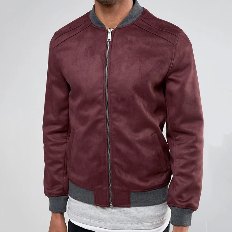 Wholesale Custom Zip Bomber Jacket casual Suede Bomber Jackets Men