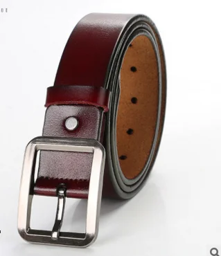 Ремень B56 из натуральной кожи с пряжкой однотонный пояс в стиле ретро подарок для деловых мужчин