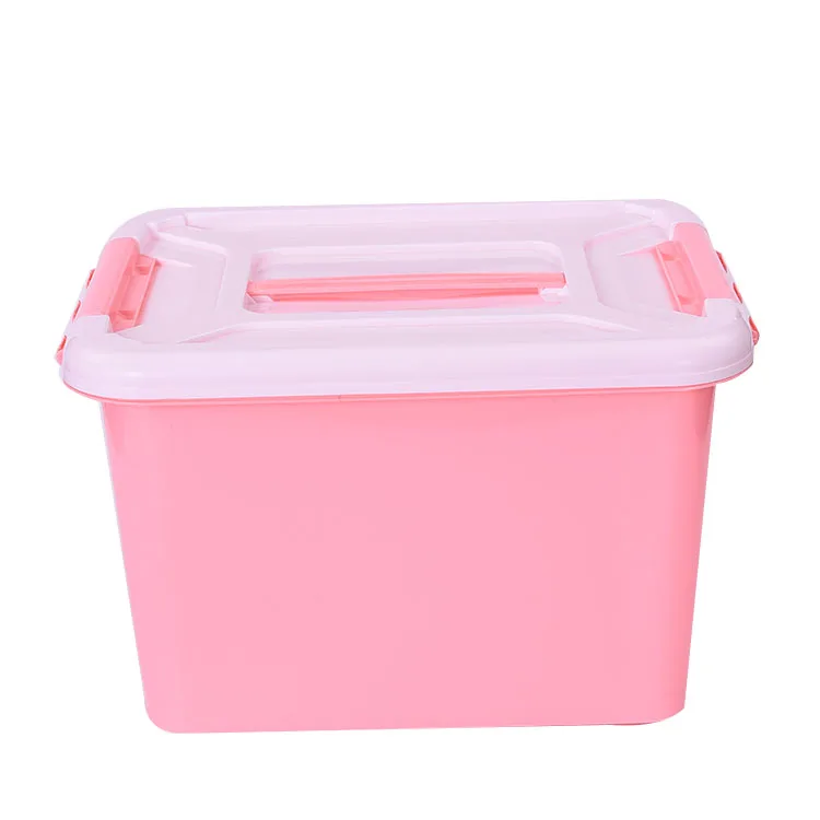 Customized color 25L clothes storage box with wheels,plastic sealed container