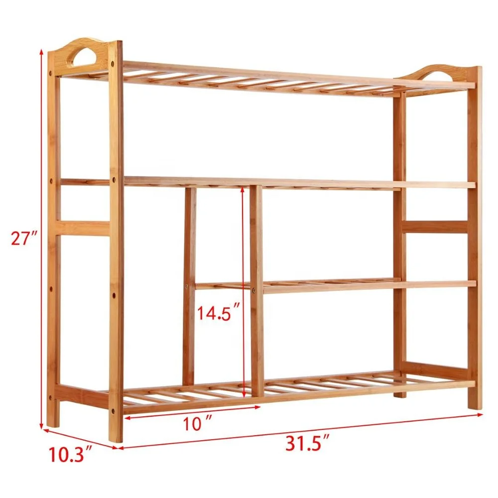 4-Tier Shoe Rack 10-13 Pairs Entryway Shoe Shelf Storage Organizer Sturdy And Durable Easy Installation-bamboo shoe frame