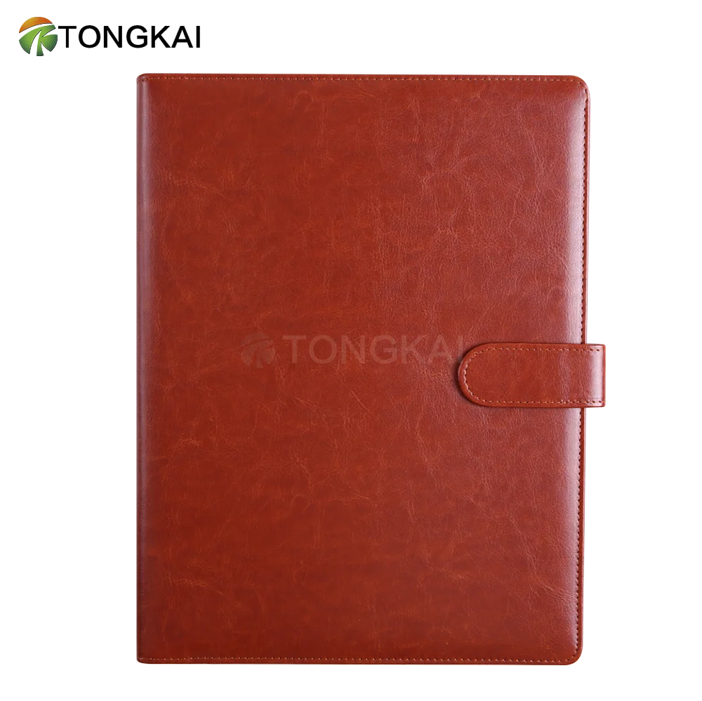 Dark green carrying leather file folder bag car folder with clipboard notepad & card slots