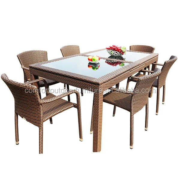 
Plastic Rattan Patio Dining Furniture Set 