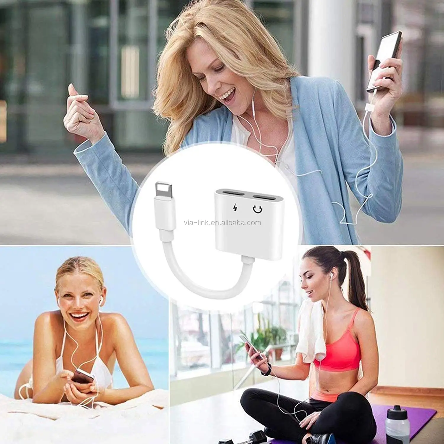 Высококачественный двойной зарядный адаптер 3 в 1 для iPhone 7 8 Plus X XS XR XS MAX зарядное устройство для наушников