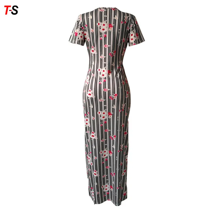 Sexy V-neck printing High waist Long skirt African clothing Kitenge Dress