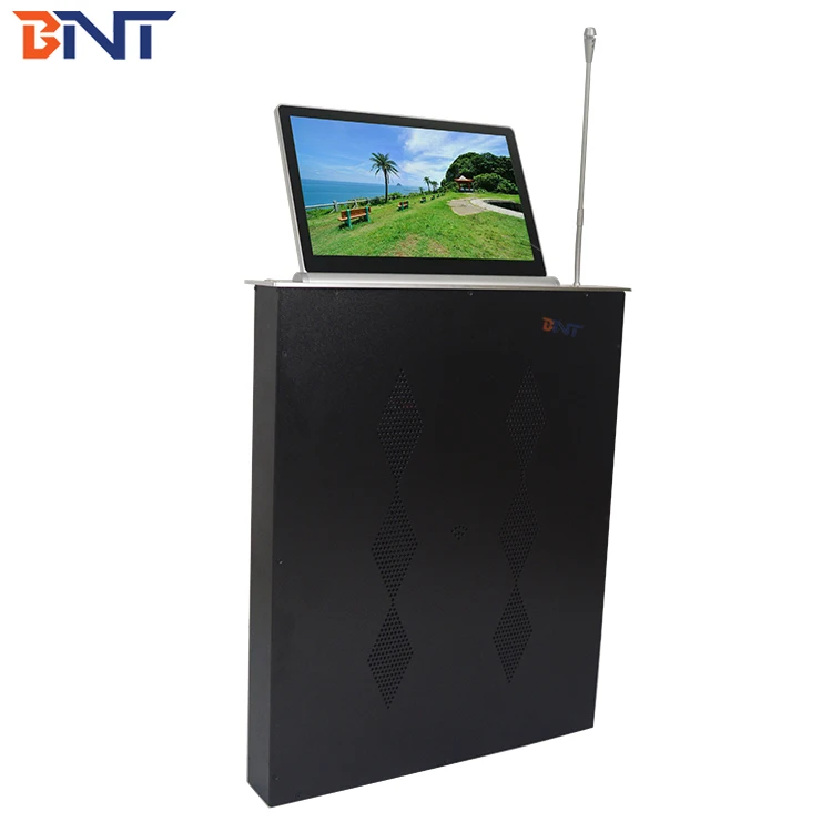 21.5 inch aluminum brushed frame motorized screen lcd  monitor lift with conference system microphone