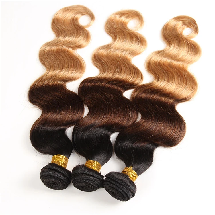 Factory Wholesale Fast Shipping Full Cuticle 100% Virgin Brazilian Ombre Hair Bundles With Lace Closure